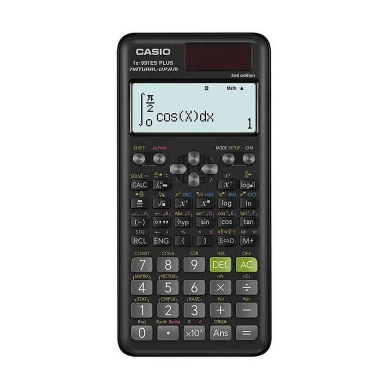 Casio FX-991ES Plus 2 teaduslik taskukalkulaator, 12-kohaline ekraan, 417 funktsiooni, päikese- ja patareitoide, 162x77x11 mm, must