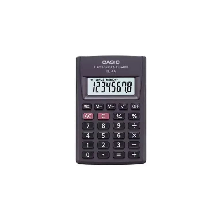 Casio HL-4A 8-kohaline must taskukalkulaator 56x87 mm plastikust, patareitoitega