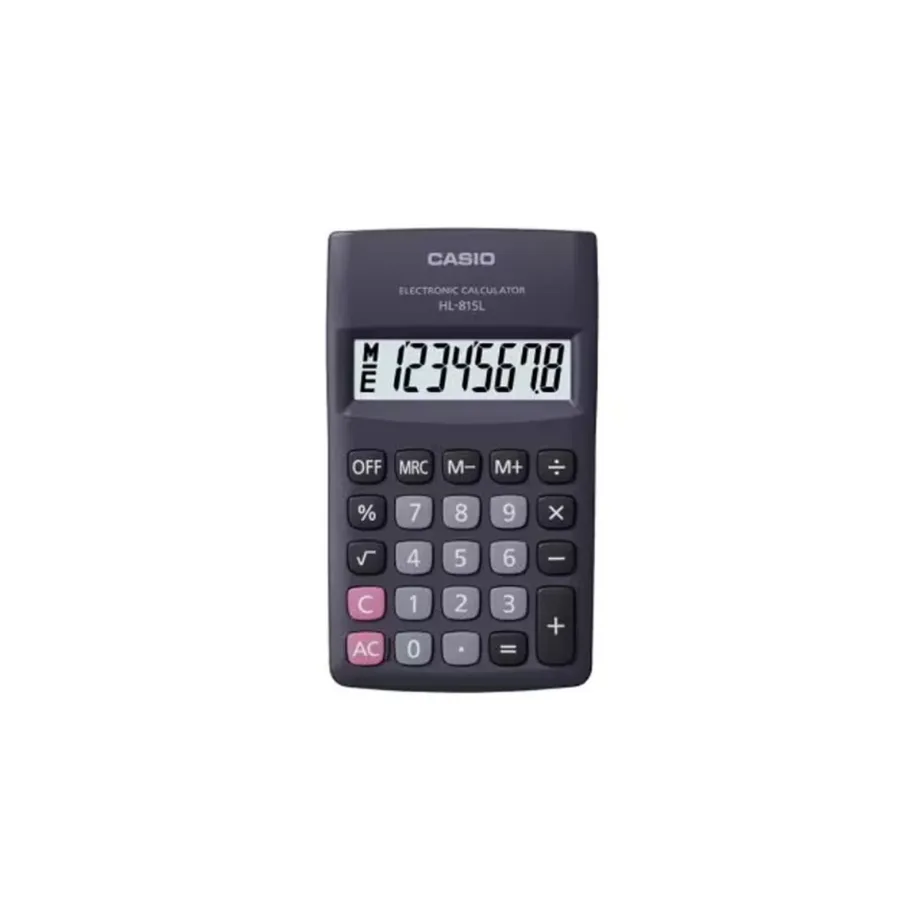 Casio HL-815L-BK BOX 8-kohaline must taskukalkulaator 69,5×118 mm AA-patareiga