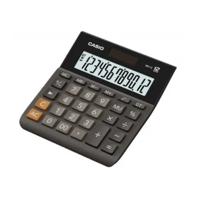 Casio MH-12BK-S 12-kohaline must lauakalkulaator kontorisse, patarei/päikese toitega