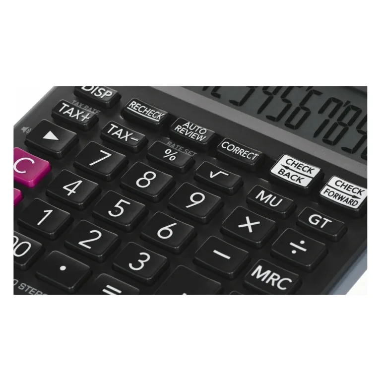 Casio MJ-120D Plus must 12-kohaline lauakalkulaator, LCD-ekraan, maksuarvutus, 126,5 × 148 × 28,6 mm