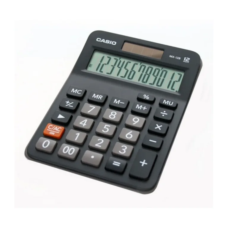 Casio MX-12B 12-kohaline must kontorikalkulaator, 147x106,5x29 mm, päikese- ja patareitoitega