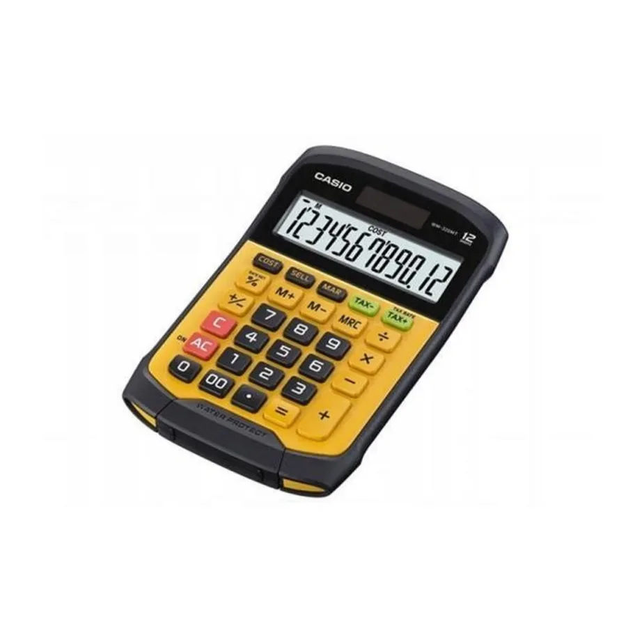 Casio WM-320MT-S 12-kohaline IP54 veekindel taskukalkulaator, must/kollane, eemaldatav klaviatuur, päikese- ja patareitoitega (109x169x33 mm) – 7