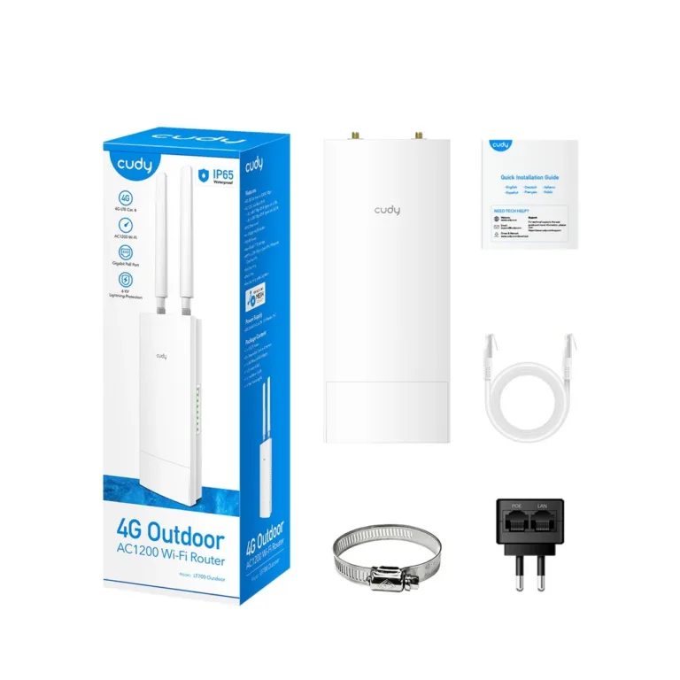 Cudy LT700 Outdoor_EU IP65 4G LTE dual-band Wi-Fi 5 gigabitine ruuter välitingimustesse, PoE, 1xLAN, NanoSIM, eemaldatavad antennid, valge