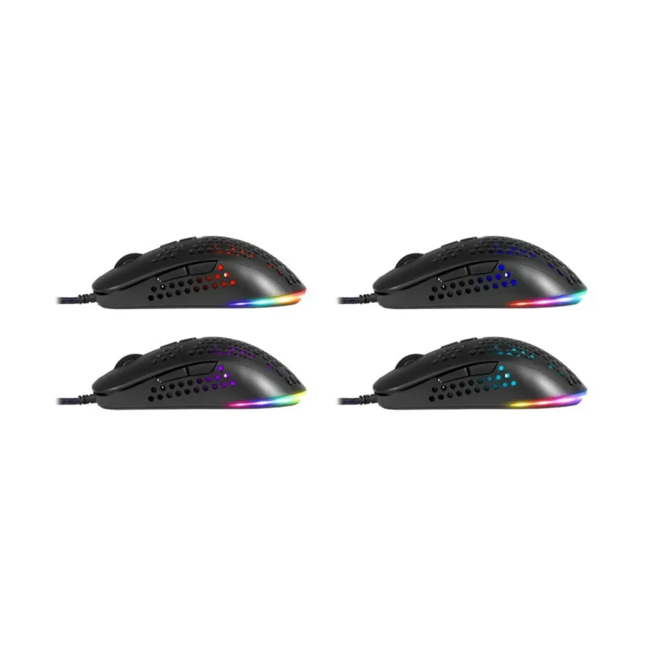 Defender GM-620L Shepard 7200 DPI must juhtmega ambidekster mängurihiir, 6 nuppu, RGB valgustus, 1,7 m USB – 5