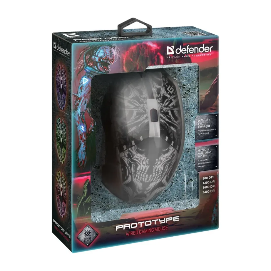Defender GM-670L must ambidextrous 2400 DPI optiline mängurihiir 5 nupu ja mitmevärvilise valgustusega – 4