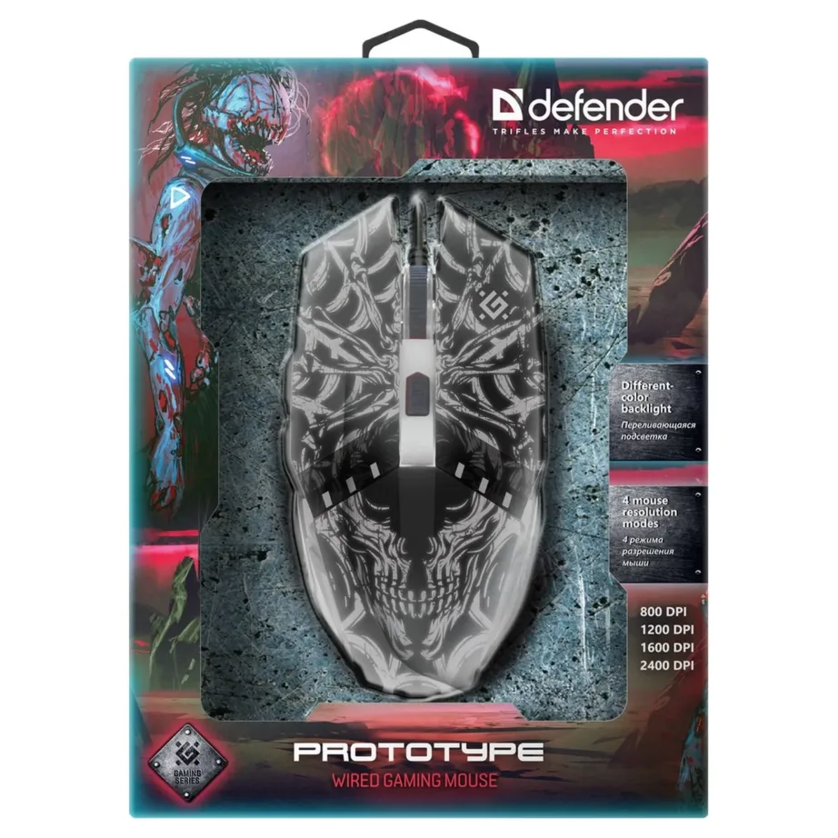 Defender GM-670L must ambidextrous 2400 DPI optiline mängurihiir 5 nupu ja mitmevärvilise valgustusega – 5