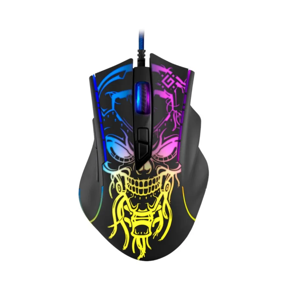 Defender GM-928 Bulletstorm must valgusega ambidextriline mängurihiir, 7200 DPI, juhtmega, 6 nuppu, 1,5 m USB – 2