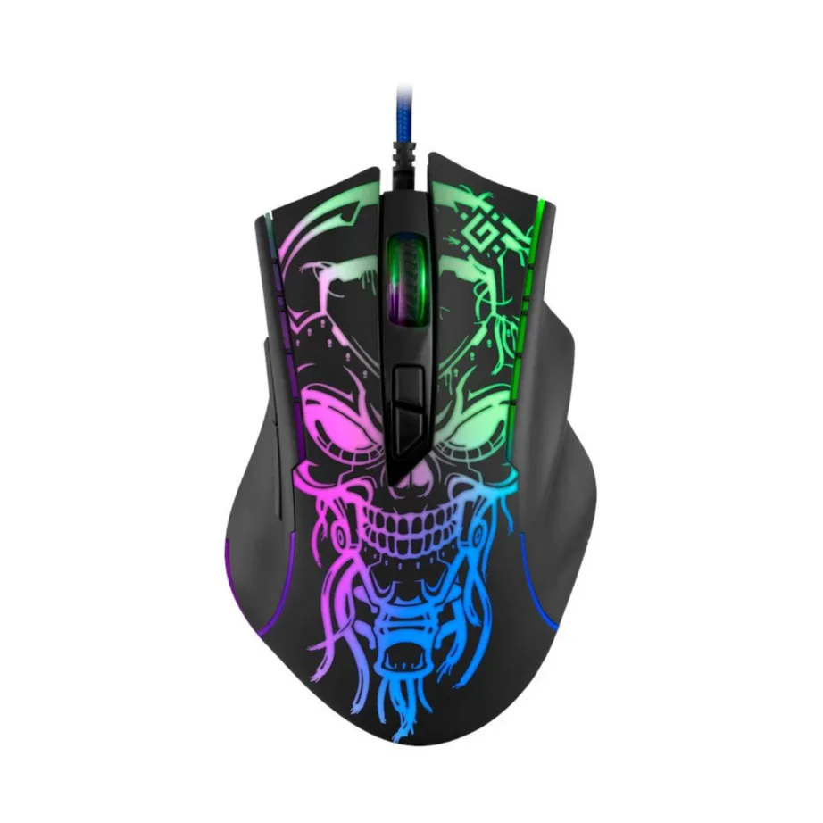 Defender GM-928 Bulletstorm must valgusega ambidextriline mängurihiir, 7200 DPI, juhtmega, 6 nuppu, 1,5 m USB – 3