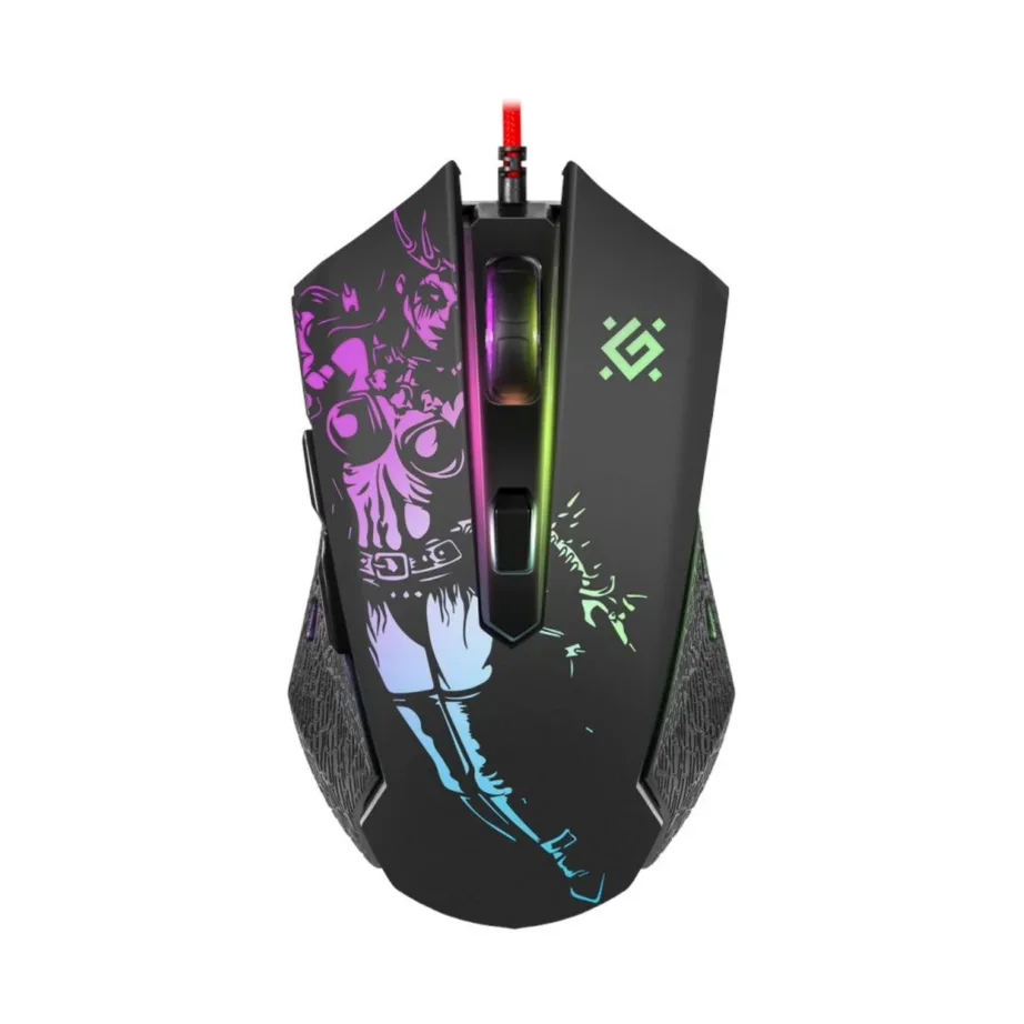 Defender GM-933 Sin’Sister 7200dpi must RGB-valgustusega juhtmega optiline mängurihiir, 1,5 m USB, ambideksterne, 5 programmeeritavat nuppu – 2