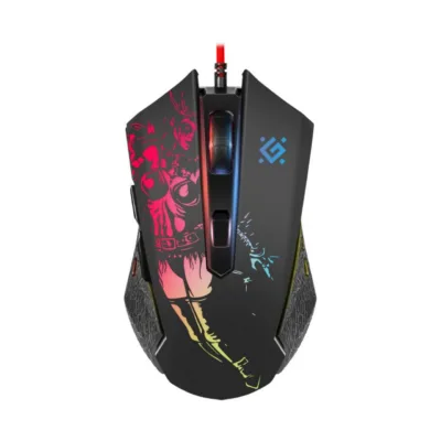 Defender GM-933 Sin'Sister 7200dpi must RGB-valgustusega juhtmega optiline mängurihiir, 1,5 m USB, ambideksterne, 5 programmeeritavat nuppu