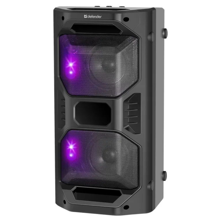 Defender Rage 65109 must 50W kaasaskantav Bluetooth stereo kõlar LED-valguse ja FM-raadioga, 470x240x240 mm, 4000 mAh aku