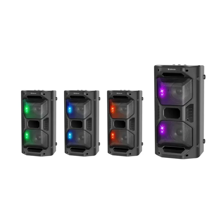 Defender Rage 65109 must 50W kaasaskantav Bluetooth stereo kõlar LED-valguse ja FM-raadioga, 470x240x240 mm, 4000 mAh aku
