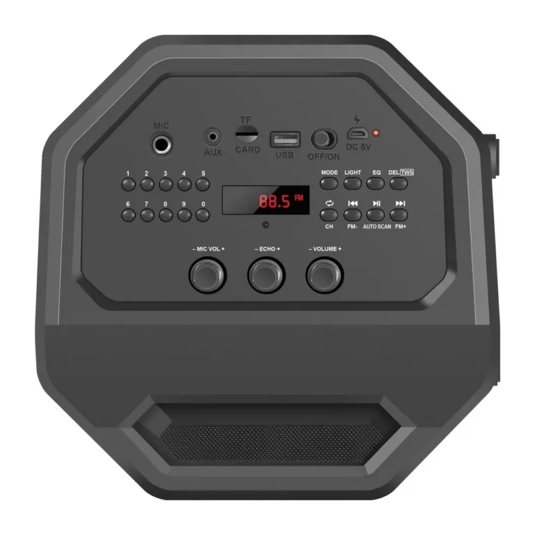 Defender Rage 65109 must 50W kaasaskantav Bluetooth stereo kõlar LED-valguse ja FM-raadioga, 470x240x240 mm, 4000 mAh aku