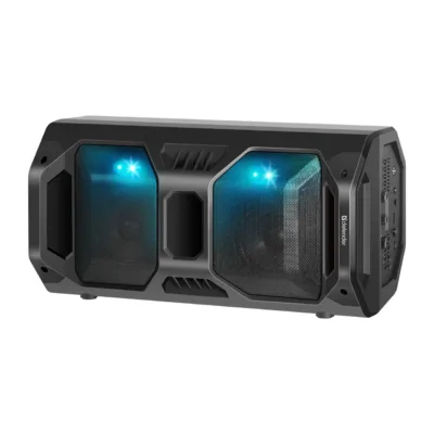 Defender Rage 65109 must 50W kaasaskantav Bluetooth stereo kõlar LED-valguse ja FM-raadioga, 470x240x240 mm, 4000 mAh aku