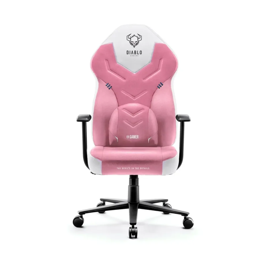 Diablo Chairs X-Gamer 1191 roosa/valge kangast mänguritool reguleeritava seljatoega – 3