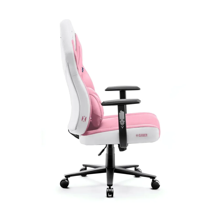 Diablo Chairs X-Gamer 1191 roosa/valge kangast mänguritool reguleeritava seljatoega – 5