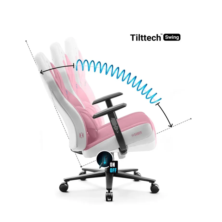 Diablo Chairs X-Gamer 1191 roosa/valge kangast mänguritool reguleeritava seljatoega – 6