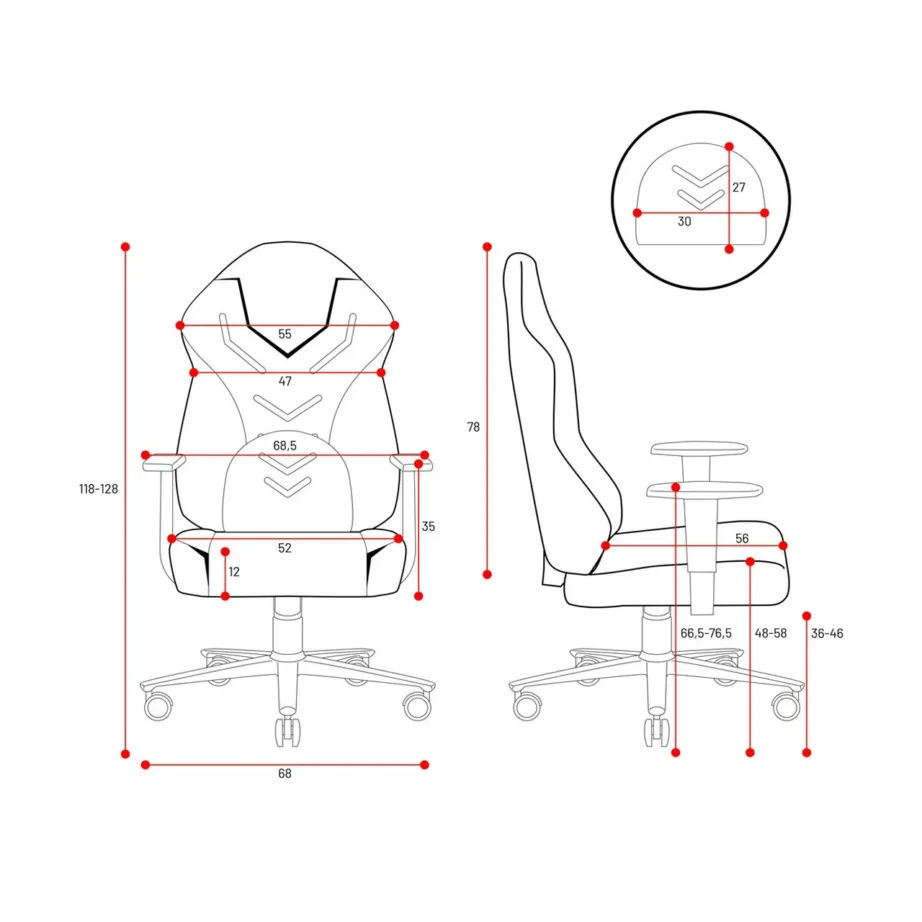 Diablo Chairs X-Gamer 1191 roosa/valge kangast mänguritool reguleeritava seljatoega – 8