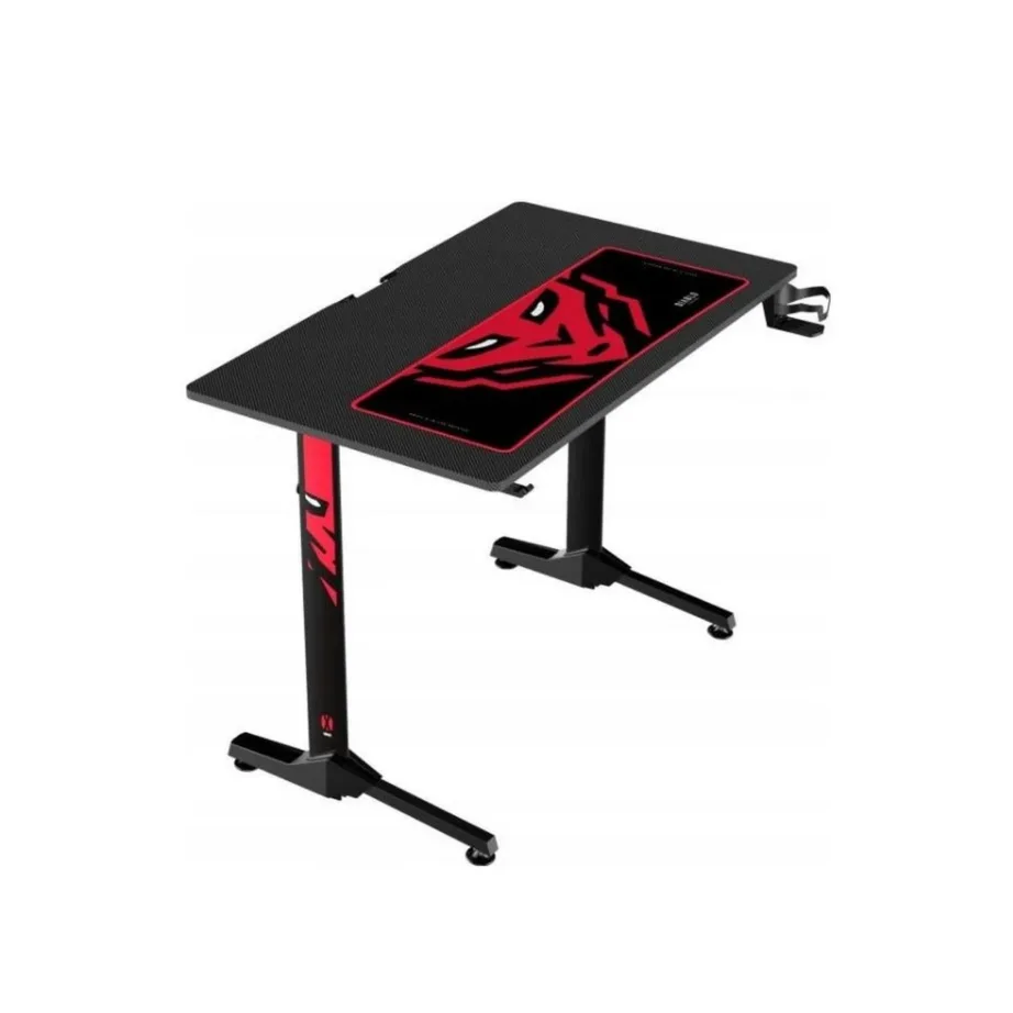 Diablo Chairs X-Mate 1000 100x60x75 cm must-punaste detailidega ergonoomiline mängurilaud, sirge lauaplaat – 3