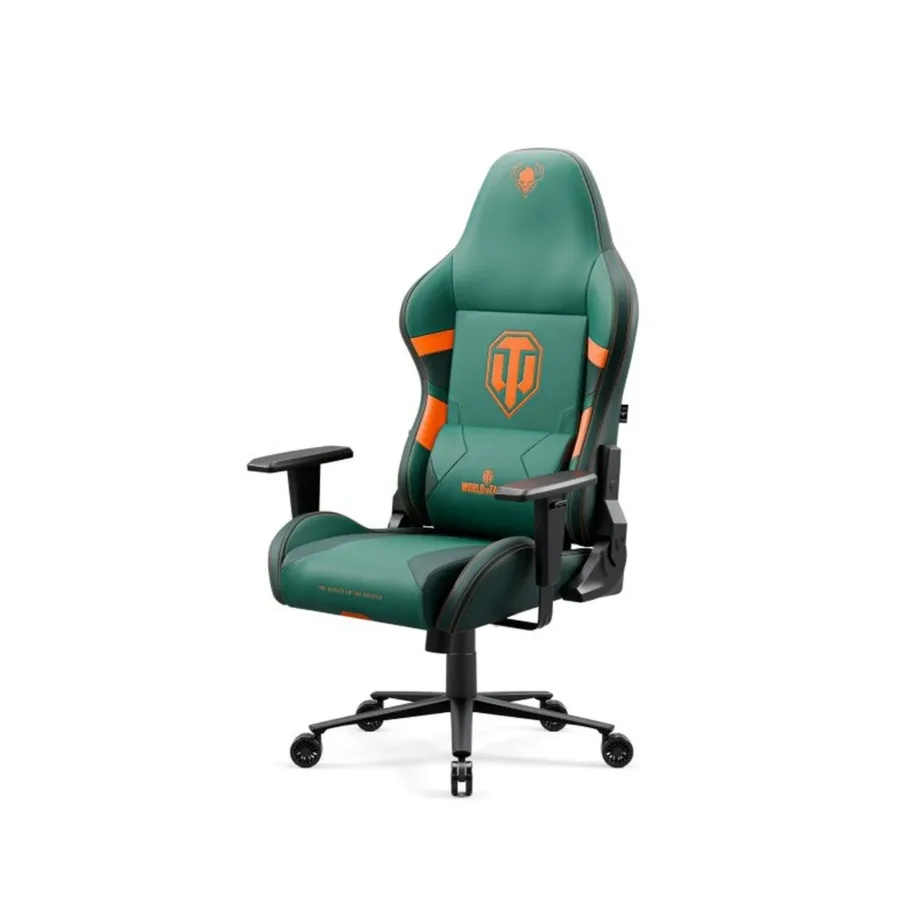 Diablo Chairs X-One 2.0 World of Tanks roheline mänguritool 150–180 cm kasutajale, 1D reguleeritavad käetoed, selja- ja nimmepadi, sünteetiline materjal, kandevõime kuni 140 kg, mudel 1516 – 3