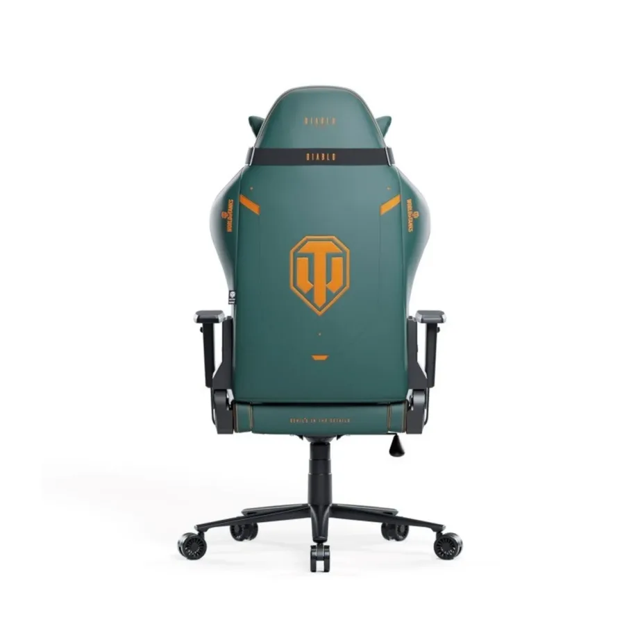 Diablo Chairs X-One 2.0 World of Tanks roheline mänguritool 150–180 cm kasutajale, 1D reguleeritavad käetoed, selja- ja nimmepadi, sünteetiline materjal, kandevõime kuni 140 kg, mudel 1516 – 4