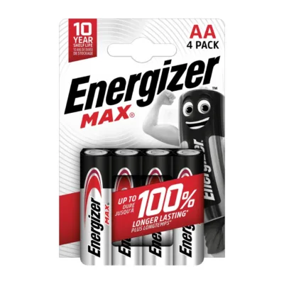 Energizer 437642 alkaliin AA 1,5V patareid, 4 tk, hõbe/must, blistripakendis, kuni 10 aastat säilivusaeg