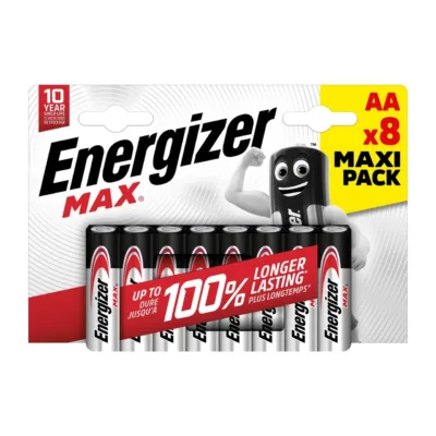 Energizer 437727 8 tk AA 1,5V leelispatareid blisterpakendis, hõbedased/mustad, kuni 10 a säilivusaeg