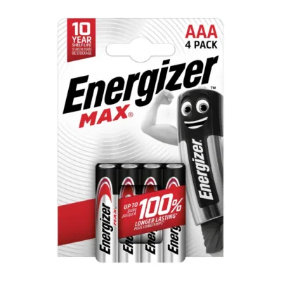 Energizer 438144 4 tk AAA 1,5V leelispatareid (blisterpakendis) hõbe/must, elavhõbedavaba