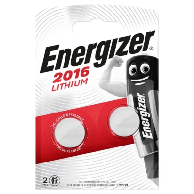 Energizer CR2016 3V liitium-mündipatarei, 100 mAh, hõbedane, 2 tk blisterpakendis