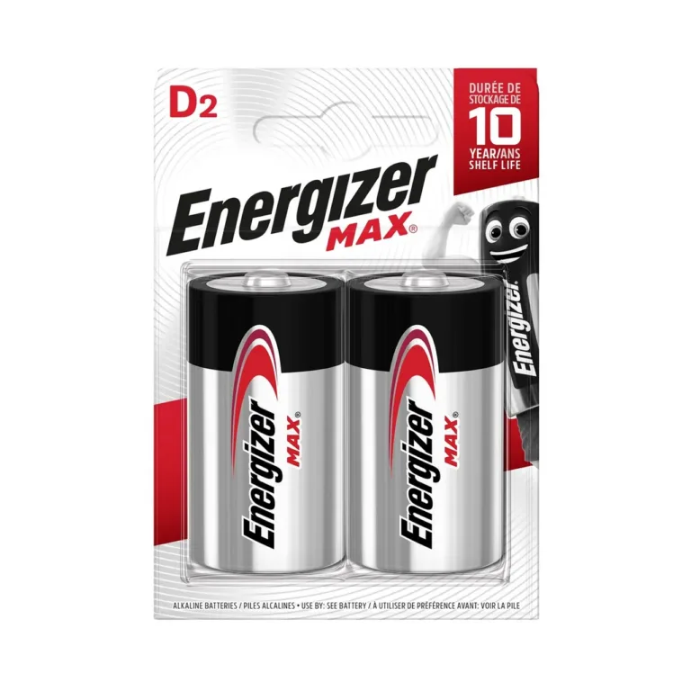 Energizer Max 2×D 1,5V leelispatarei, 10 a säilivusaeg, blisterpakendis