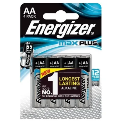 Energizer Max Plus 4x AA leelispatarei 1,5V, 12-aastase kestvusega, raskmetallivaba