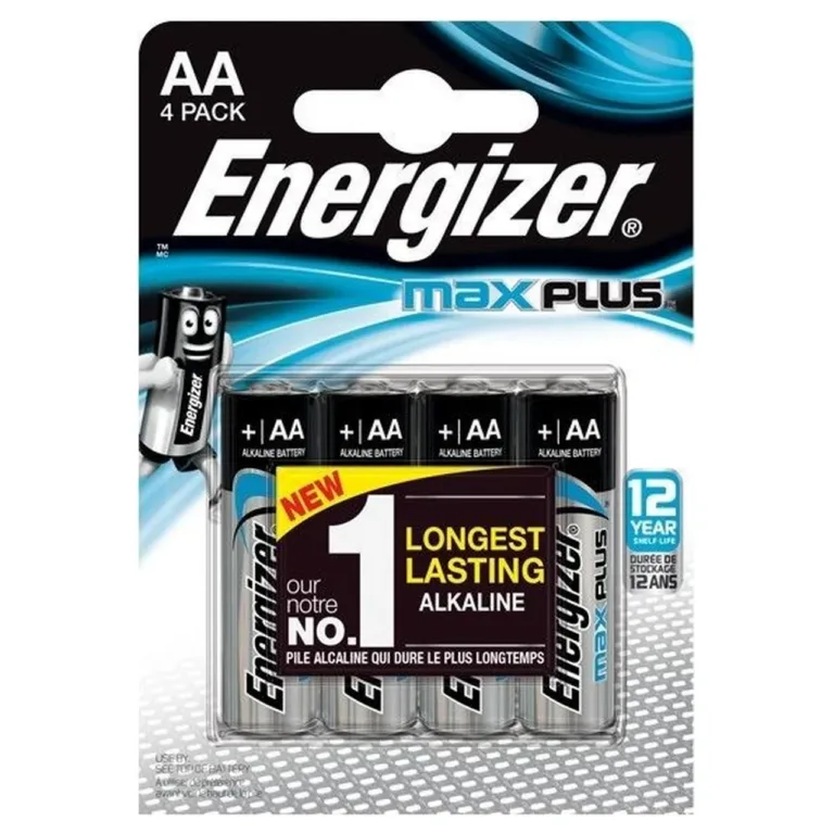 Energizer Max Plus 4x AA leelispatarei 1,5V, 12-aastase kestvusega, raskmetallivaba