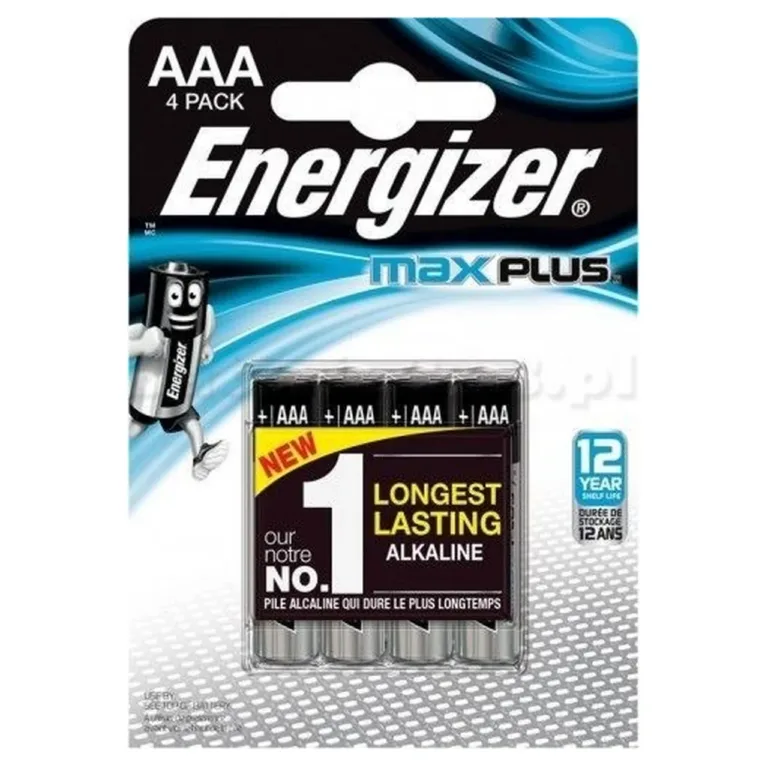 Energizer Max Plus AAA 1,5V alkalipatarei 4 tk, raskmetallivaba ühekordne
