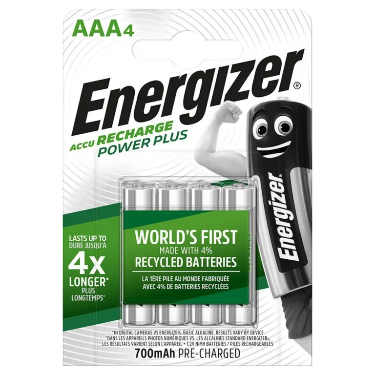 Energizer Recharge Power Plus 700 mAh AAA NiMH laetavad akud, 4 tk blisterpakendis