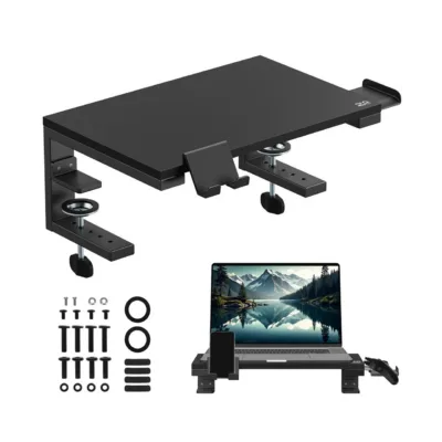 Ergo Office ER-303 B must monitori/laptopi alus 370x235 mm, 20 kg kandevõimega, 13–32'' ekraanidele, lauakinnitus, telefonialusega