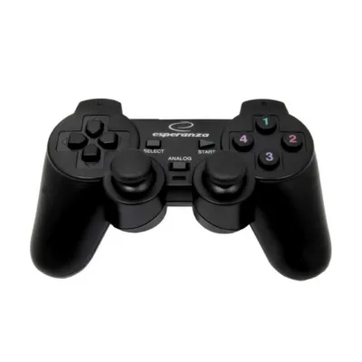 Esperanza EG102 must USB 2.0 juhtmega mängupult vibratsiooni ja D-padiga PC ja PlayStation 3 jaoks