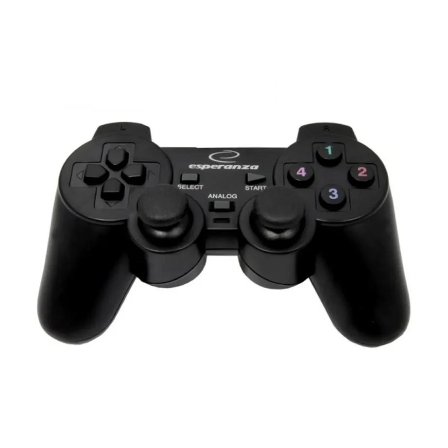 Esperanza EG102 must USB 2.0 juhtmega mängupult vibratsiooni ja D-padiga PC ja PlayStation 3 jaoks