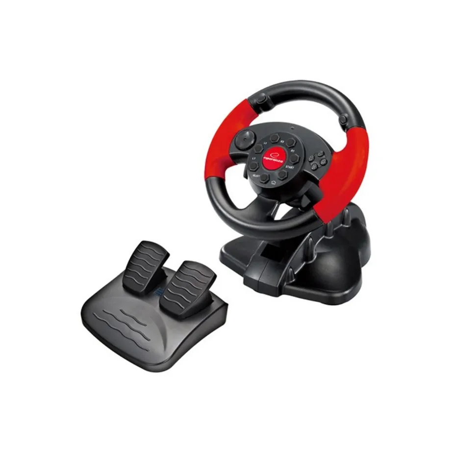 Esperanza EG103 must-punane digitaalne mängurool 13 nupuga PC, PS2, PS3 vibratsiooniga