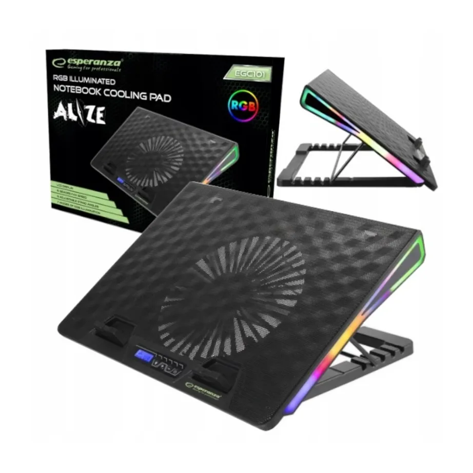 Esperanza EGC101 400x288x36 mm must sülearvuti jahutusalus LCD-ekraani, 18 cm ventilaatori ja 5 kaldeasendiga – 8