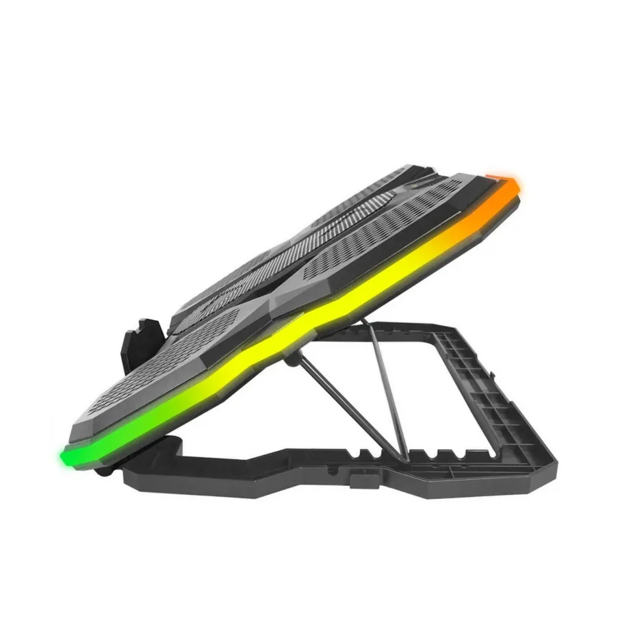 Esperanza EGC107 39×25,5×3,8 cm must sülearvuti jahutusalus 3 ventilaatoriga, 2600 RPM, RGB LED valgustusega ja 5 reguleeritava kaldenurgaga, 2x USB 2.0 – 4