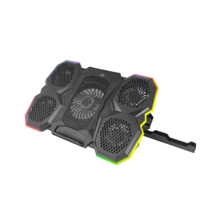 Esperanza EGC107 39x25,5x3,8 cm must sülearvuti jahutusalus 3 ventilaatoriga, 2600 RPM, RGB LED valgustusega ja 5 reguleeritava kaldenurgaga, 2x USB 2.0