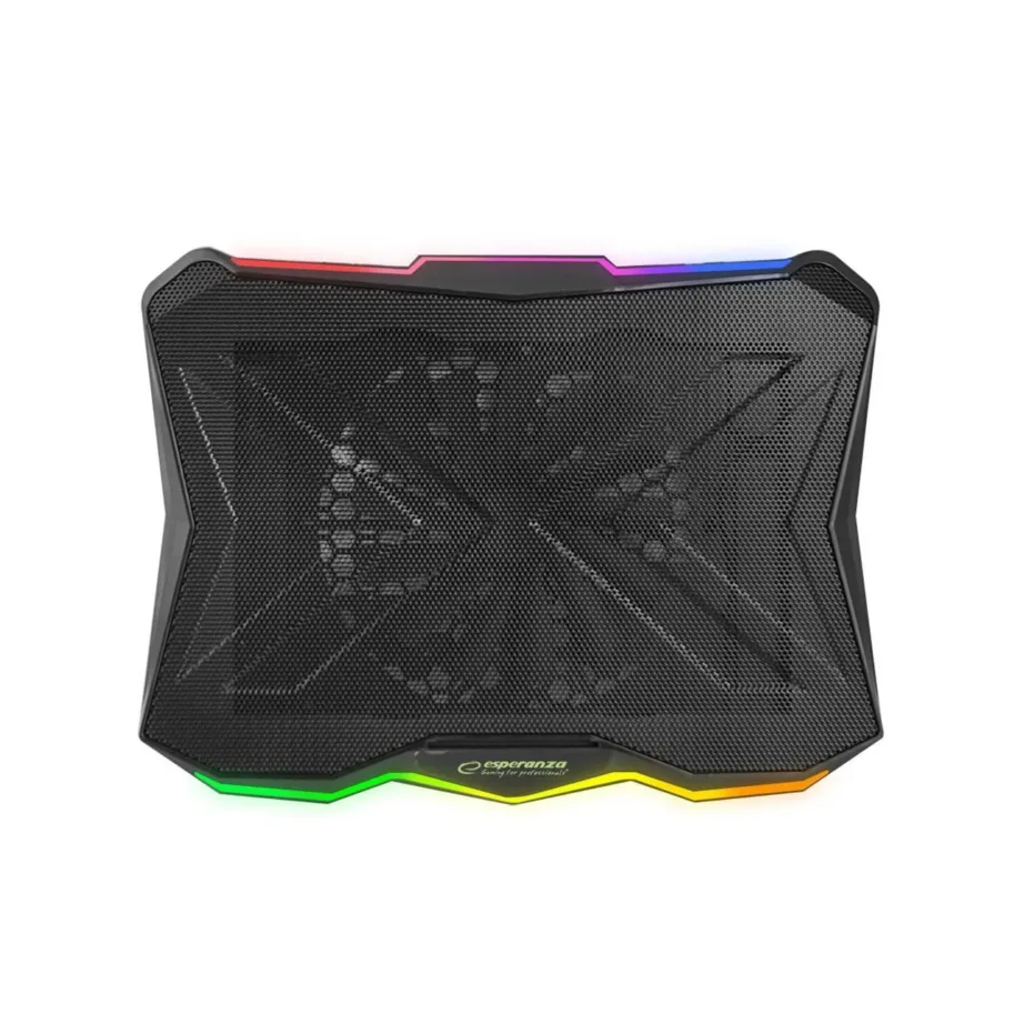 Esperanza EGC110 17″ must sülearvuti jahutusalus, 800 RPM, 18 cm sinine/roheline/punane LED, USB 2.0, 400×300 mm – 6