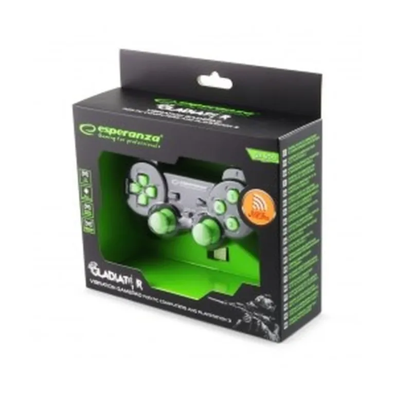 Esperanza EGG108G juhtmega USB 2.0 mängupult, 12 nuppu, must/roheline, PC ja PlayStation 3 jaoks