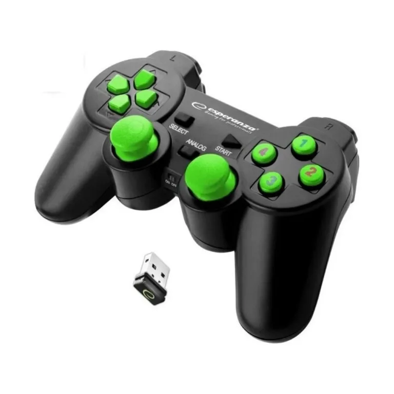 Esperanza EGG108G juhtmega USB 2.0 mängupult, 12 nuppu, must/roheline, PC ja PlayStation 3 jaoks