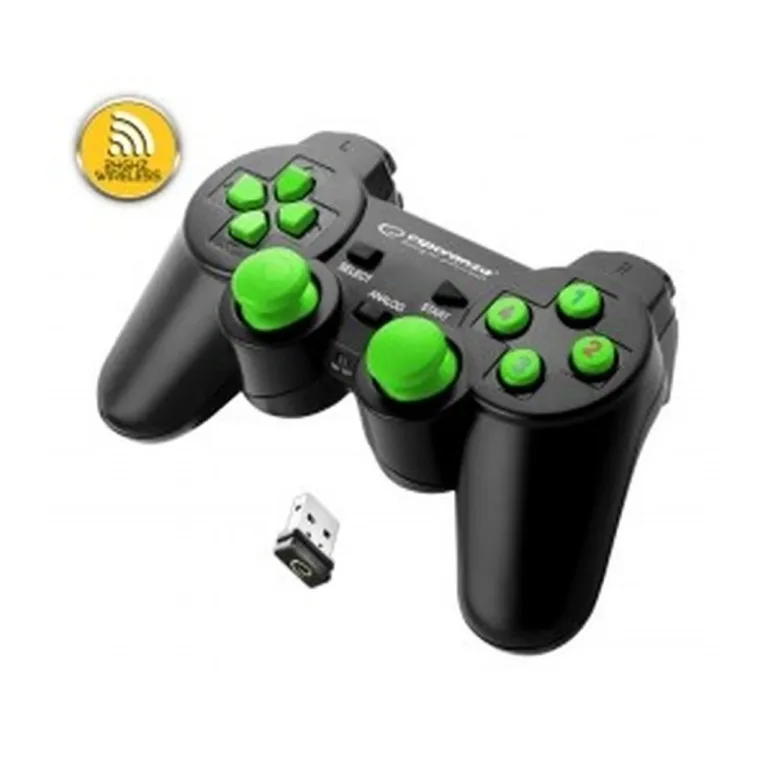 Esperanza EGG108G juhtmega USB 2.0 mängupult, 12 nuppu, must/roheline, PC ja PlayStation 3 jaoks