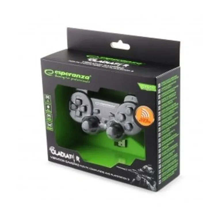 Esperanza EGG108K USB 2.0 must juhtmega mängupult, 12 nupu ja D-padiga, PC ja PlayStation 3 jaoks