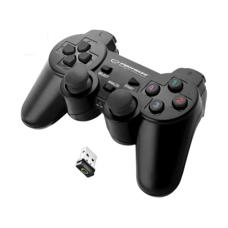Esperanza EGG108K USB 2.0 must juhtmega mängupult, 12 nupu ja D-padiga, PC ja PlayStation 3 jaoks