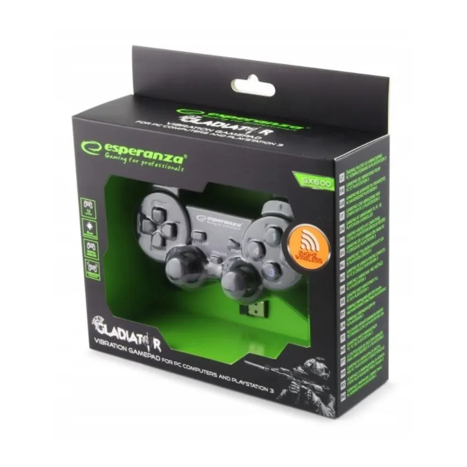 Esperanza EGG108K USB 2.0 must juhtmega mängupult, 12 nupu ja D-padiga, PC ja PlayStation 3 jaoks – 4