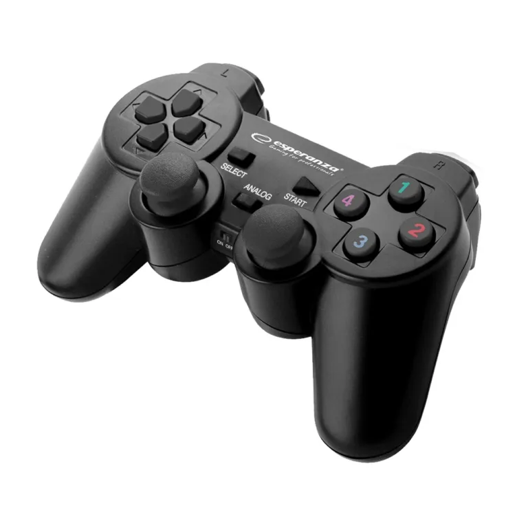 Esperanza EGG108K USB 2.0 must juhtmega mängupult, 12 nupu ja D-padiga, PC ja PlayStation 3 jaoks